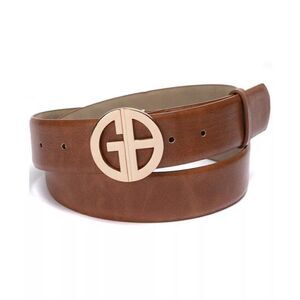 Giani Bernini Women's Signature-Buckle Panel Belt, Brown